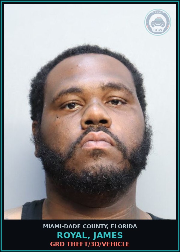 Booking mugshot of ROYAL, JAMES in Miami-Dade County