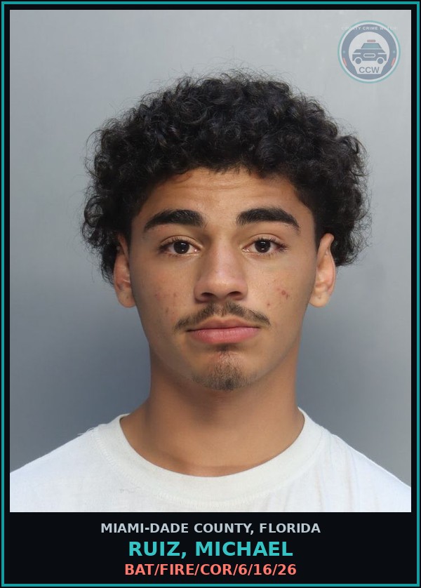 Booking mugshot of RUIZ, MICHAEL in Miami-Dade County