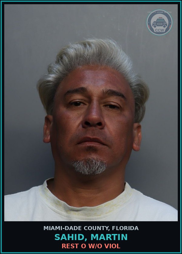 Booking mugshot of SAHID, MARTIN in Miami-Dade County