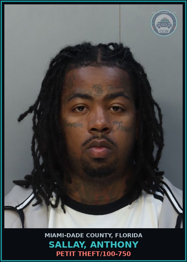 Booking mugshot of SALLAY, ANTHONY in Miami-Dade County