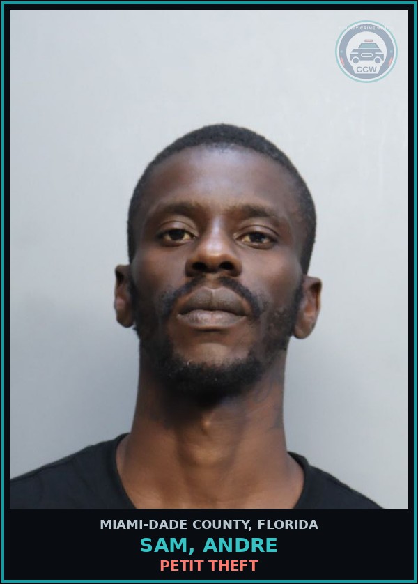 Booking mugshot of SAM, ANDRE in Miami-Dade County