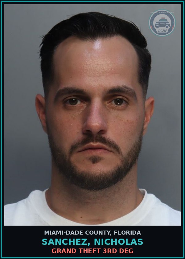 Booking mugshot of SANCHEZ, NICHOLAS in Miami-Dade County