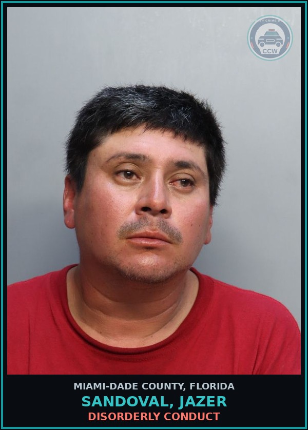 Booking mugshot of SANDOVAL, JAZER in Miami-Dade County