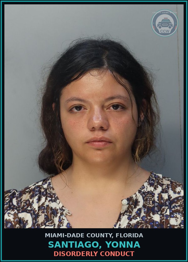 Booking mugshot of SANTIAGO, YONNA in Miami-Dade County
