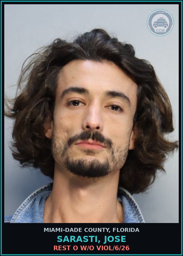 Booking mugshot of SARASTI, JOSE in Miami-Dade County