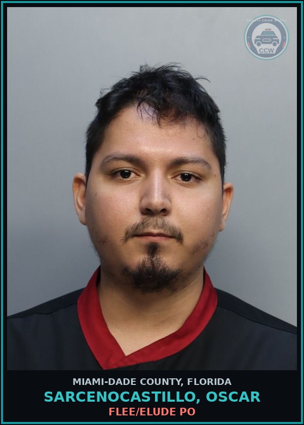 Booking mugshot of SARCENOCASTILLO, OSCAR in Miami-Dade County