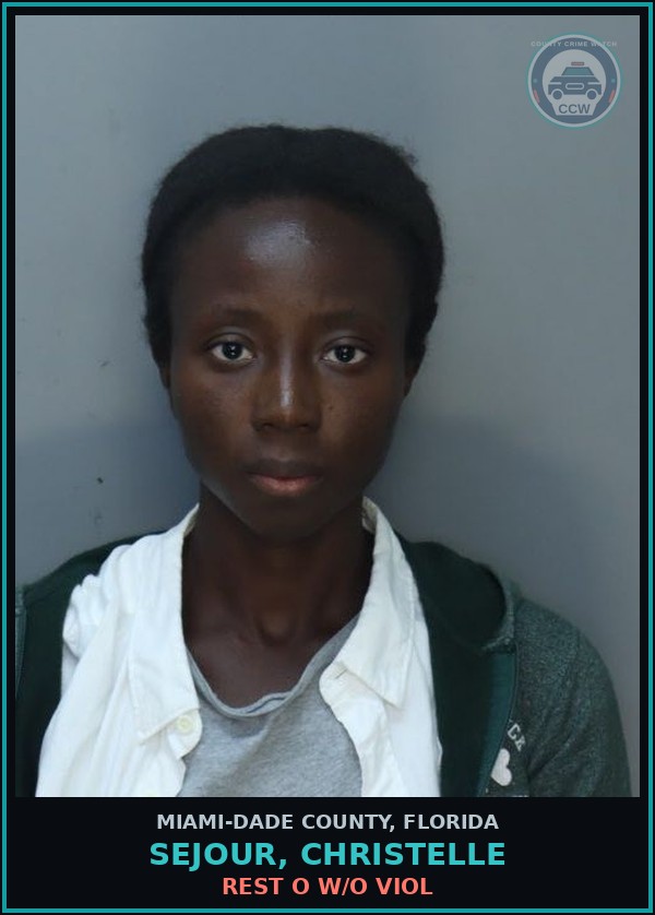 Booking mugshot of SEJOUR, CHRISTELLE in Miami-Dade County