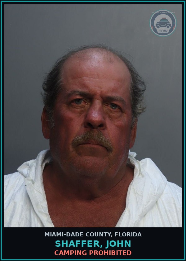 Booking mugshot of SHAFFER, JOHN in Miami-Dade County