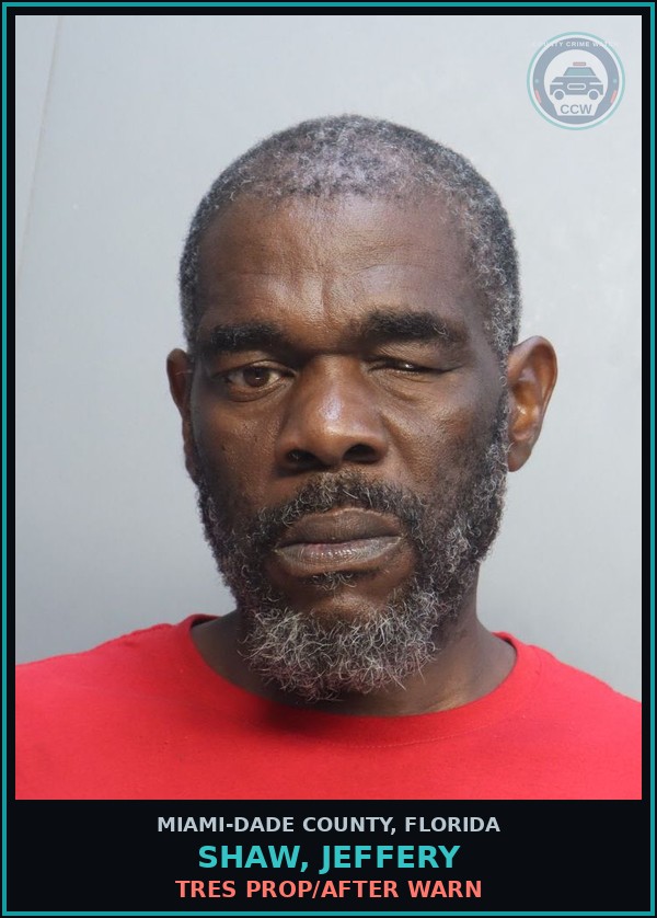 Booking mugshot of SHAW, JEFFERY in Miami-Dade County