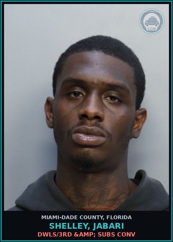 Booking mugshot of SHELLEY, JABARI in Miami-Dade County