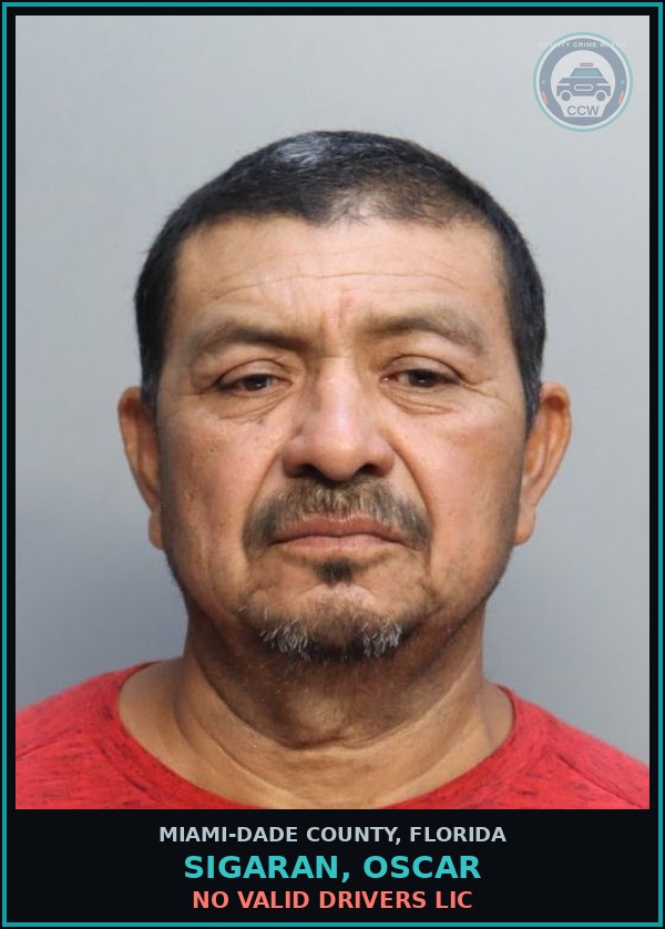Booking mugshot of SIGARAN, OSCAR in Miami-Dade County