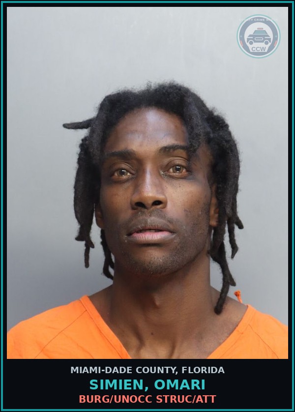 Booking mugshot of SIMIEN, OMARI in Miami-Dade County