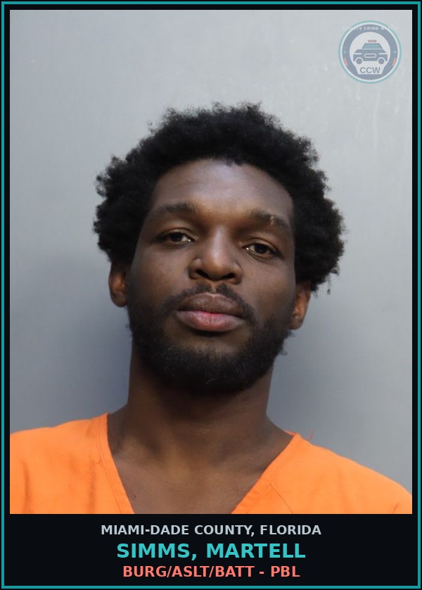 Booking mugshot of SIMMS, MARTELL in Miami-Dade County
