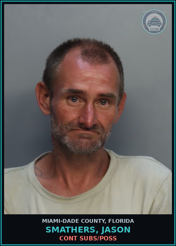 Booking mugshot of SMATHERS, JASON in Miami-Dade County