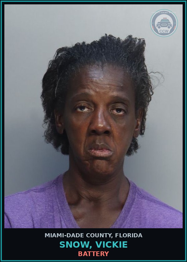 Booking mugshot of SNOW, VICKIE in Miami-Dade County