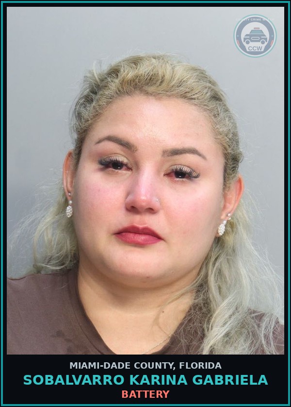 Booking mugshot of SOBALVARRO KARINA  GABRIELA in Miami-Dade County