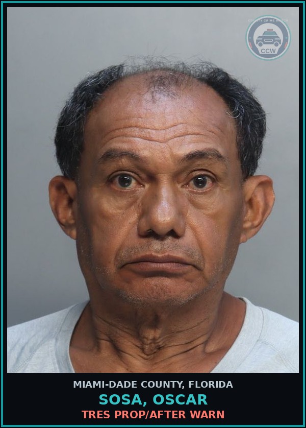 Booking mugshot of SOSA, OSCAR in Miami-Dade County