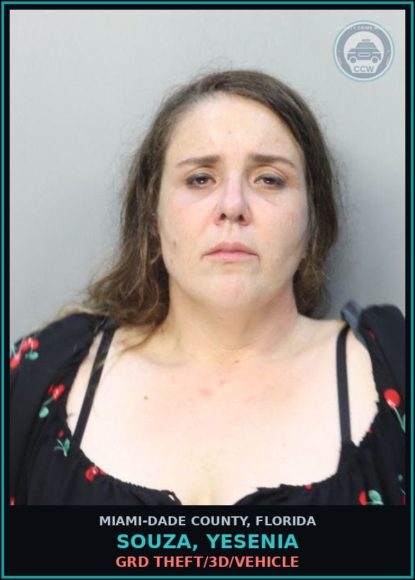 Booking mugshot of SOUZA, YESENIA in Miami-Dade County