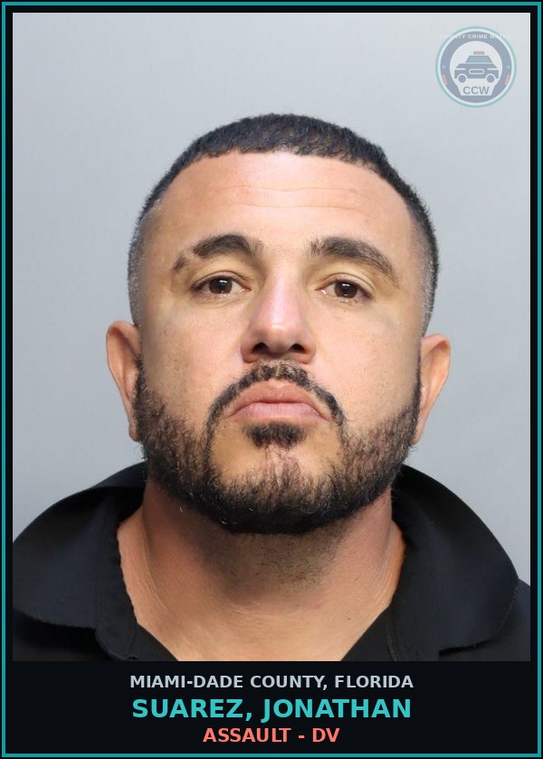 Booking mugshot of SUAREZ, JONATHAN in Miami-Dade County