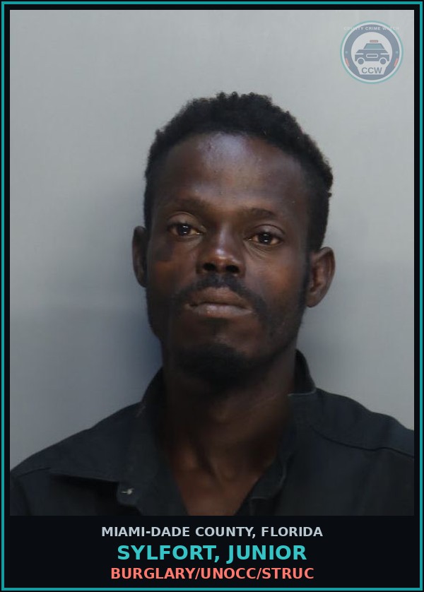 Booking mugshot of SYLFORT, JUNIOR in Miami-Dade County
