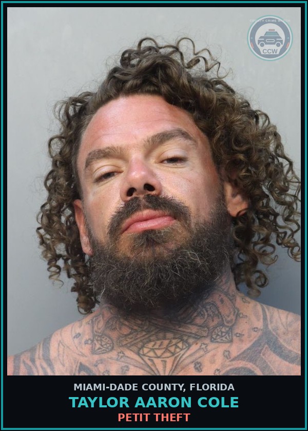 Booking mugshot of TAYLOR AARON  COLE in Miami-Dade County