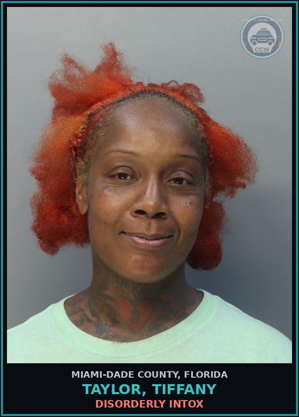 Booking mugshot of TAYLOR, TIFFANY in Miami-Dade County