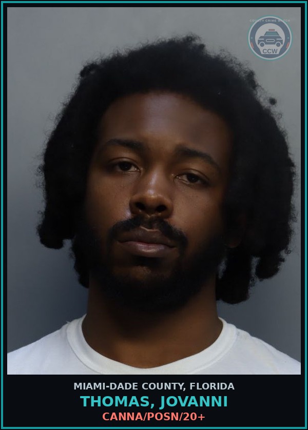Booking mugshot of THOMAS, JOVANNI in Miami-Dade County