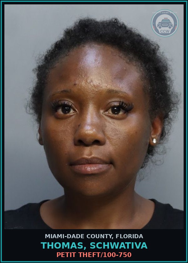 Booking mugshot of THOMAS, SCHWATIVA in Miami-Dade County