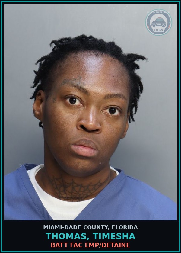 Booking mugshot of THOMAS, TIMESHA in Miami-Dade County