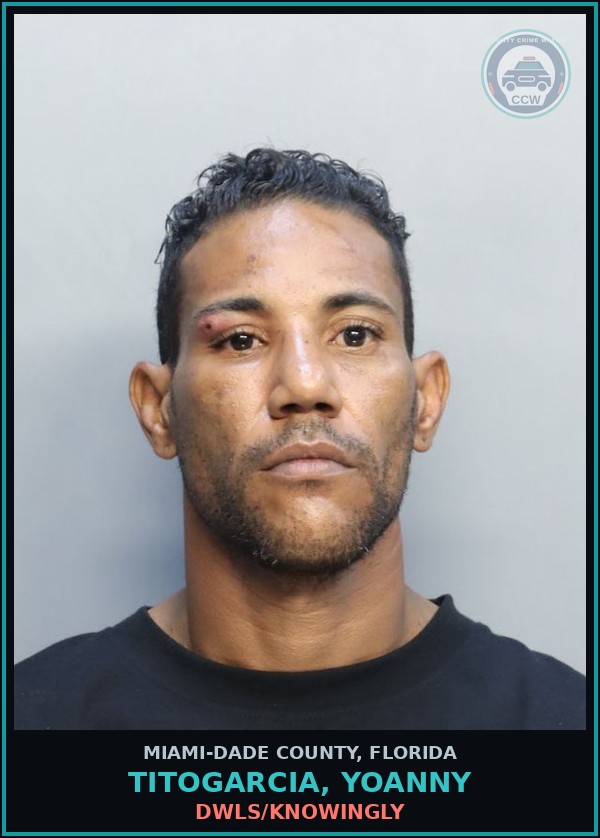 Booking mugshot of TITOGARCIA, YOANNY in Miami-Dade County