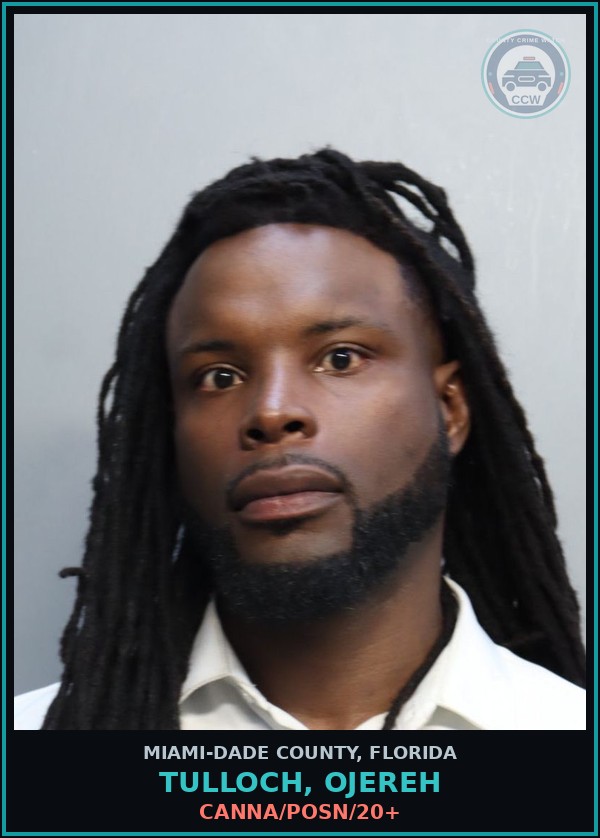 Booking mugshot of TULLOCH, OJEREH in Miami-Dade County