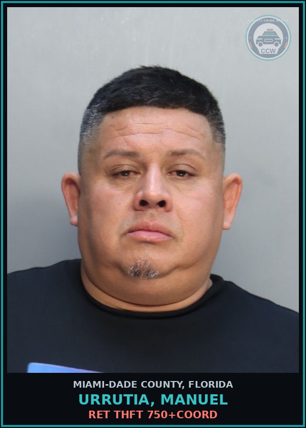 Booking mugshot of URRUTIA, MANUEL in Miami-Dade County