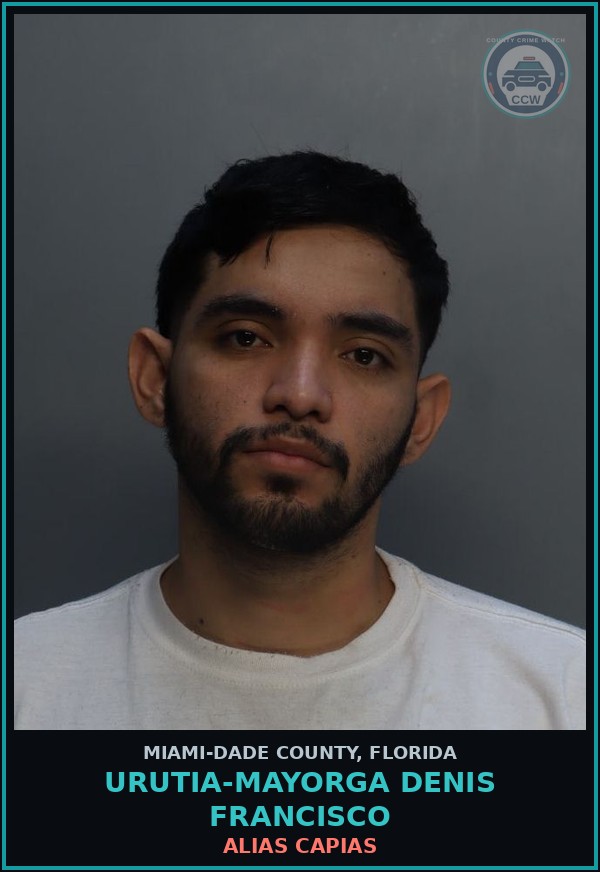 Booking mugshot of URUTIA-MAYORGA DENIS  FRANCISCO in Miami-Dade County