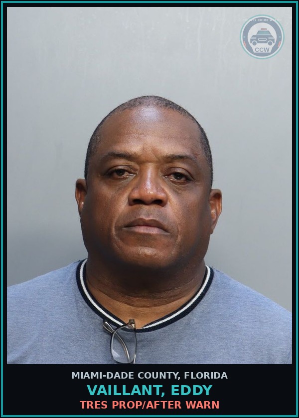 Booking mugshot of VAILLANT, EDDY in Miami-Dade County
