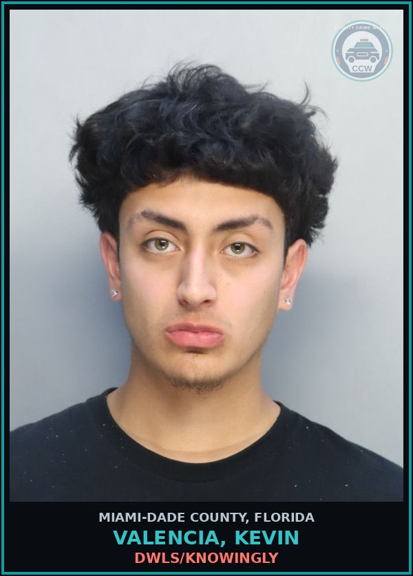 Booking mugshot of VALENCIA, KEVIN in Miami-Dade County