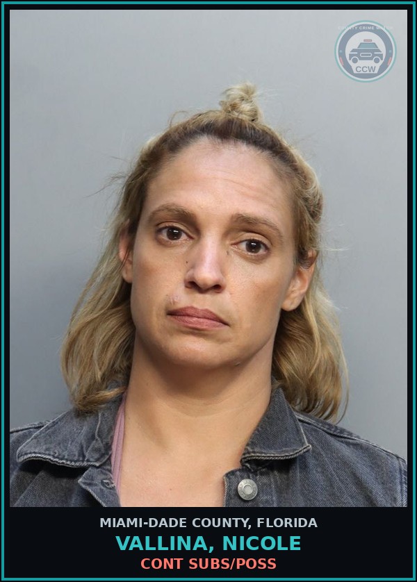 Booking mugshot of VALLINA, NICOLE in Miami-Dade County