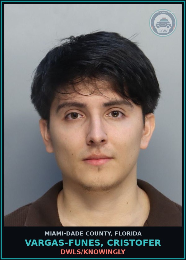 Booking mugshot of VARGAS-FUNES, CRISTOFER in Miami-Dade County