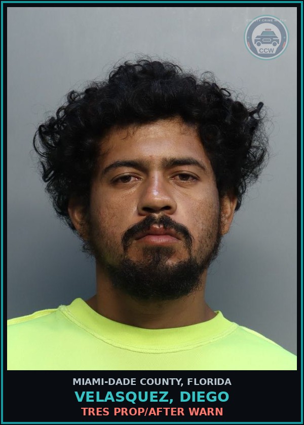 Booking mugshot of VELASQUEZ, DIEGO in Miami-Dade County