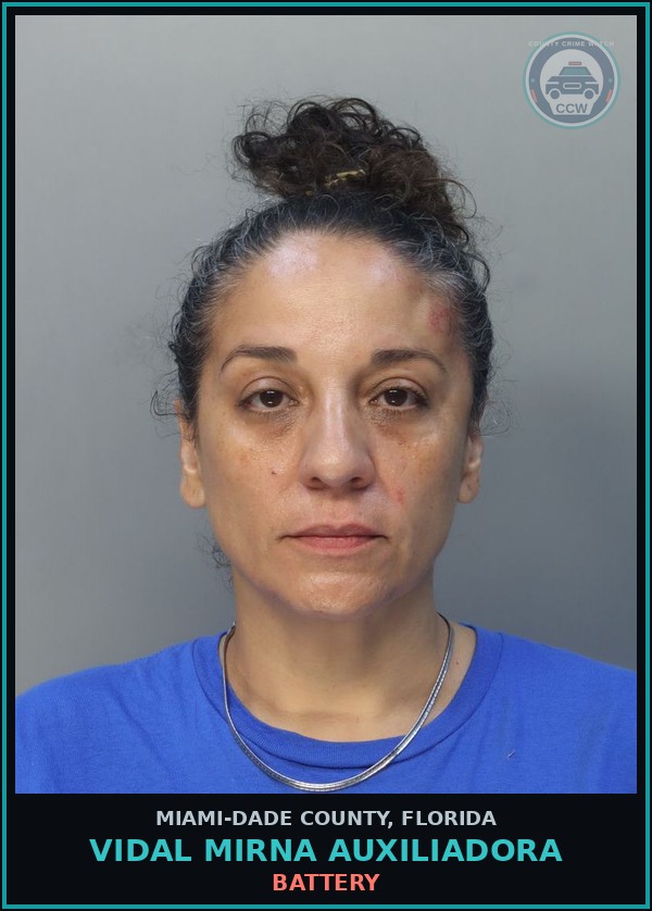 Booking mugshot of VIDAL MIRNA  AUXILIADORA in Miami-Dade County