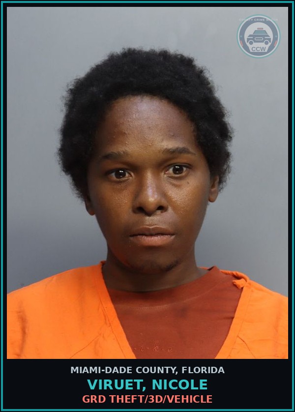 Booking mugshot of VIRUET, NICOLE in Miami-Dade County