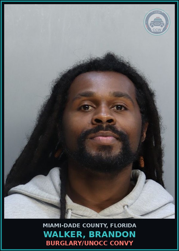 Booking mugshot of WALKER, BRANDON in Miami-Dade County