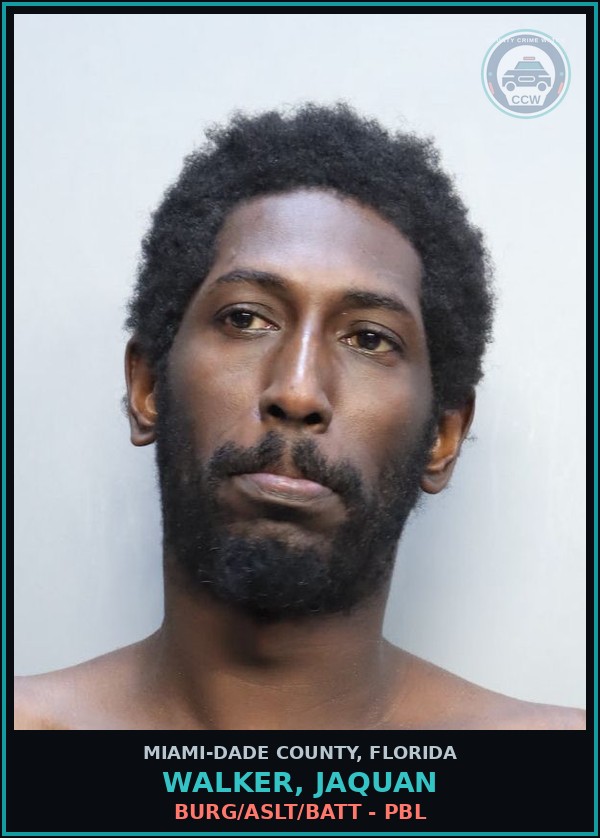 Booking mugshot of WALKER, JAQUAN in Miami-Dade County