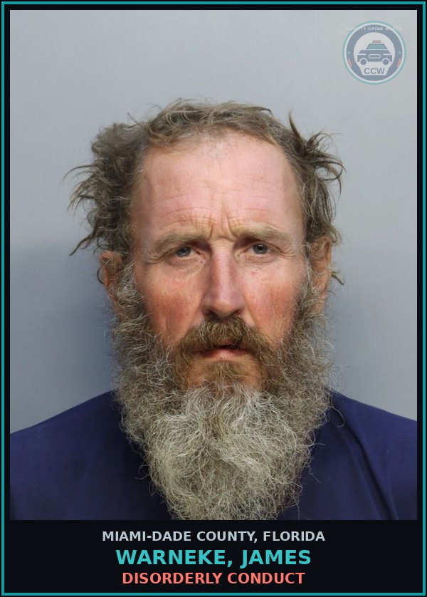 Booking mugshot of WARNEKE, JAMES in Miami-Dade County