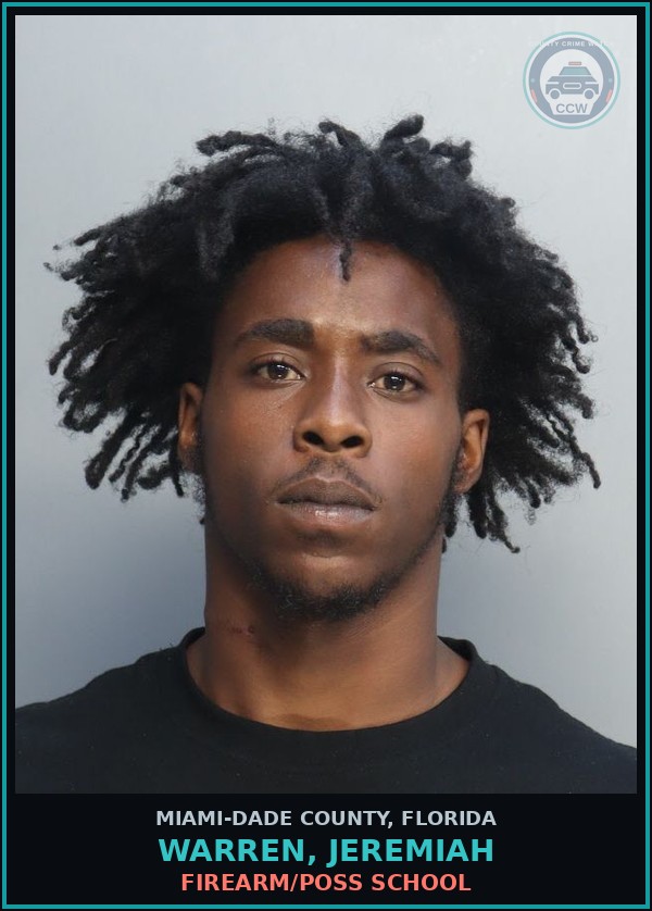 Booking mugshot of WARREN, JEREMIAH in Miami-Dade County