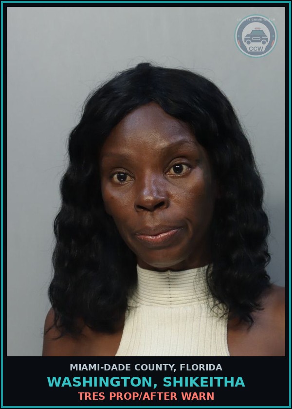 Booking mugshot of WASHINGTON, SHIKEITHA in Miami-Dade County