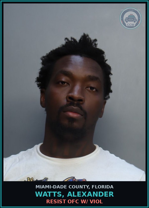 Booking mugshot of WATTS, ALEXANDER in Miami-Dade County