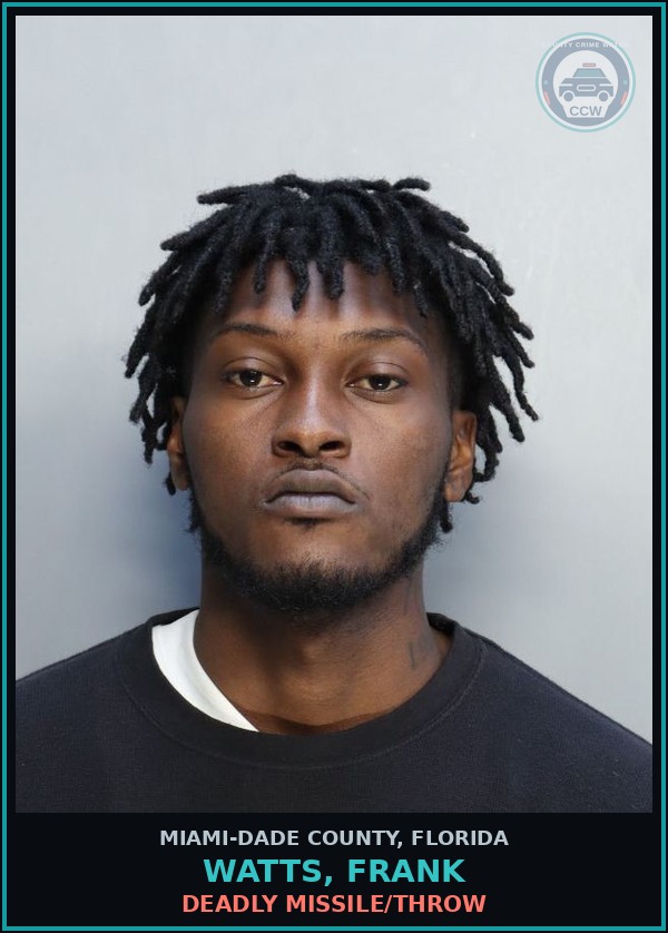 Booking mugshot of WATTS, FRANK in Miami-Dade County
