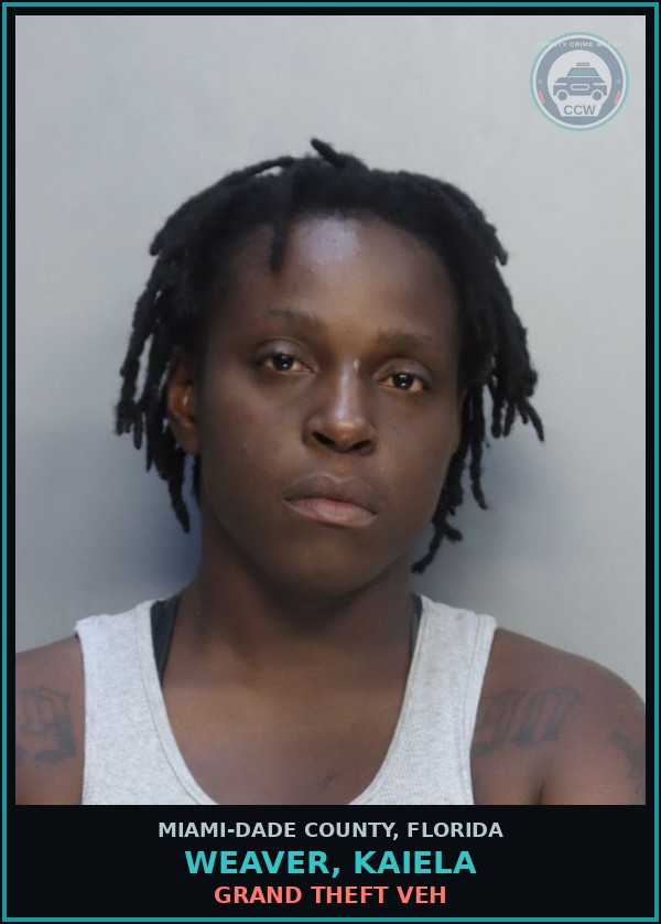 Booking mugshot of WEAVER, KAIELA in Miami-Dade County