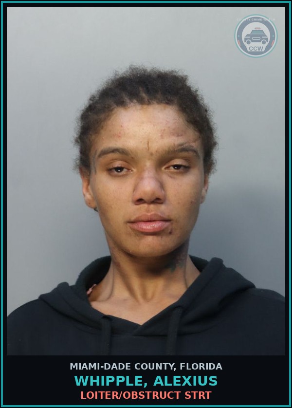 Booking mugshot of WHIPPLE, ALEXIUS in Miami-Dade County