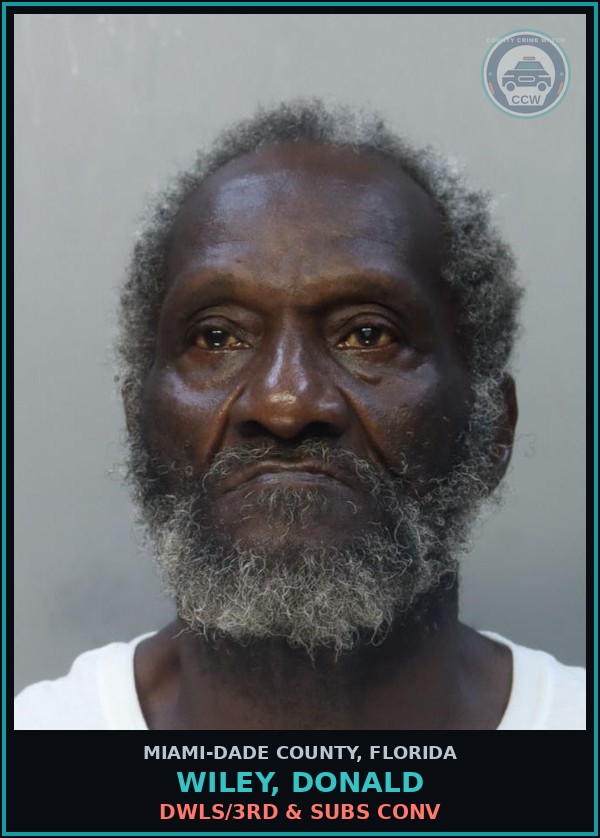 Booking mugshot of WILEY, DONALD in Miami-Dade County